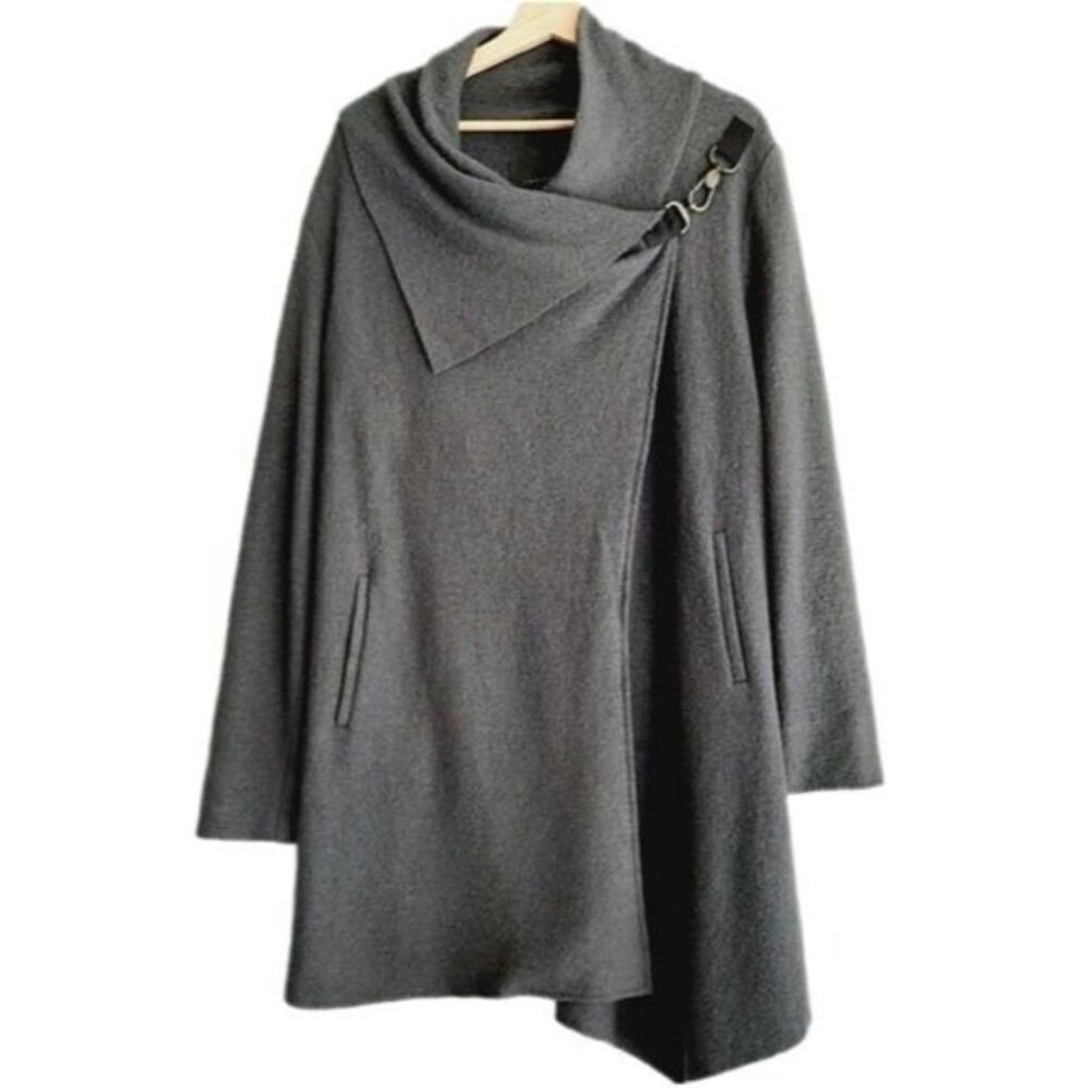 TOBIAS Wool Blend Modern Wrap Cardigan / Light Coat Gray Sz L